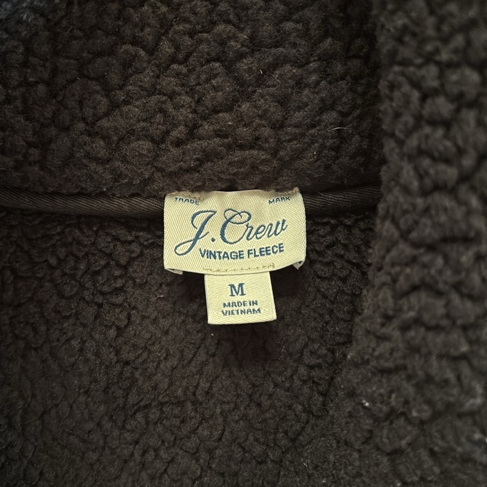 J. Crew Snap Collar Sherpa Polartec® Fleece Pullover Jacket Women’s Black Size M - Picture 4 of 12